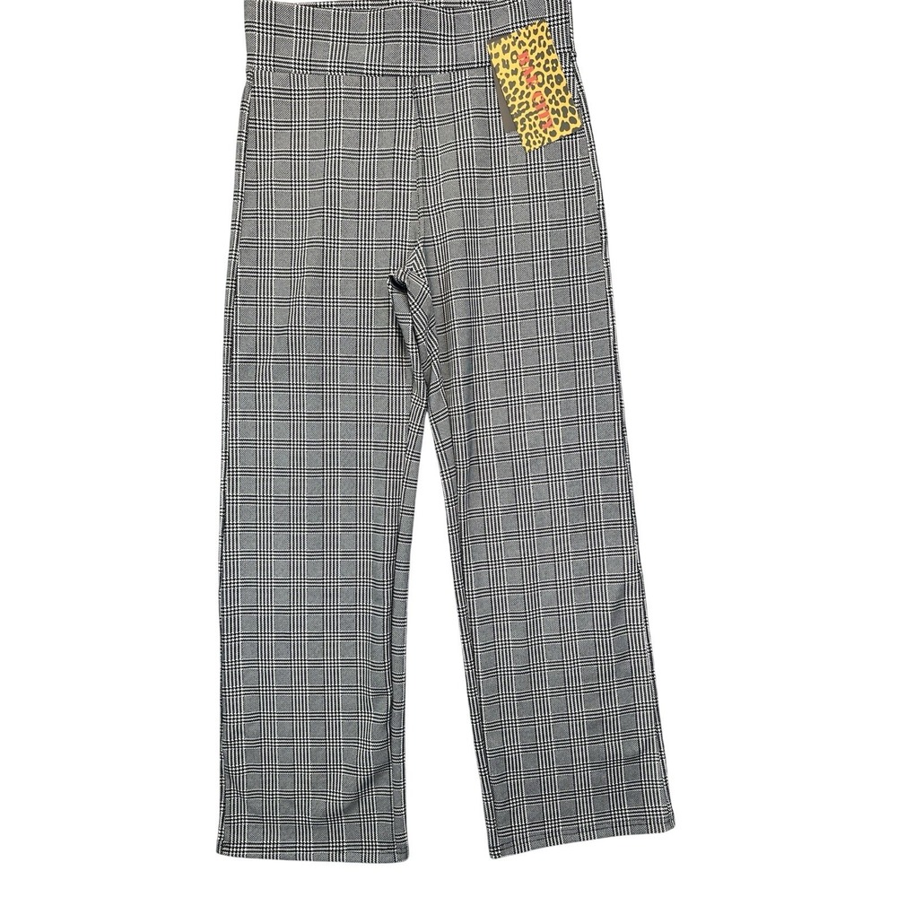 Bae City Women's 1X Plus (31x30) Pull On Dress Pants Plaid Checked Black & White